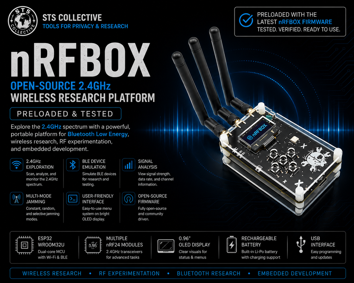 nRFBOX 2.4GHz Wireless Research Platform | ESP32 + nRF24 | Preloaded & Tested | STS Collective